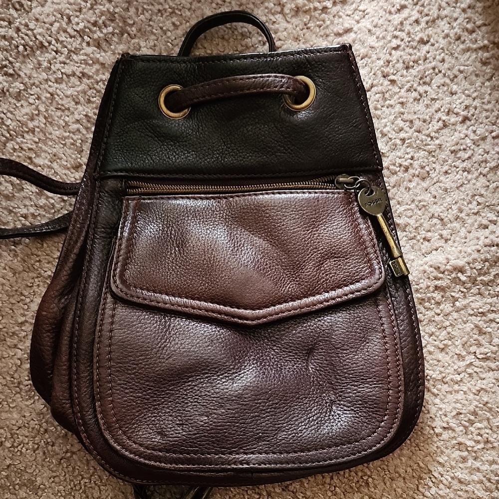 Fossil Brown Leather Keychain Accessory